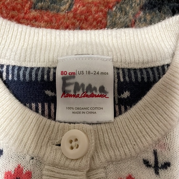 Hanna Andersson White Floral Cardigan 18-24 months - Picture 5 of 8